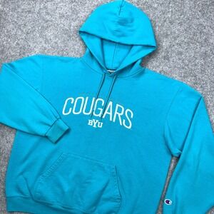 Brigham‎ Young University Cougars Hoodie Mens Large Blue Champion BYU Sweatshirt